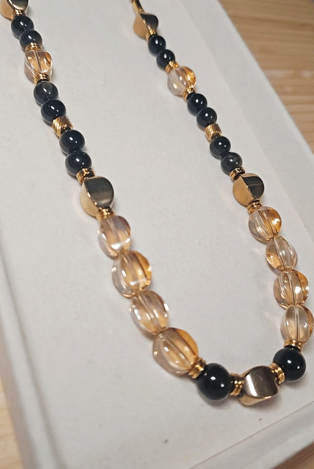 Amber Gold Crystal Beaded Necklace