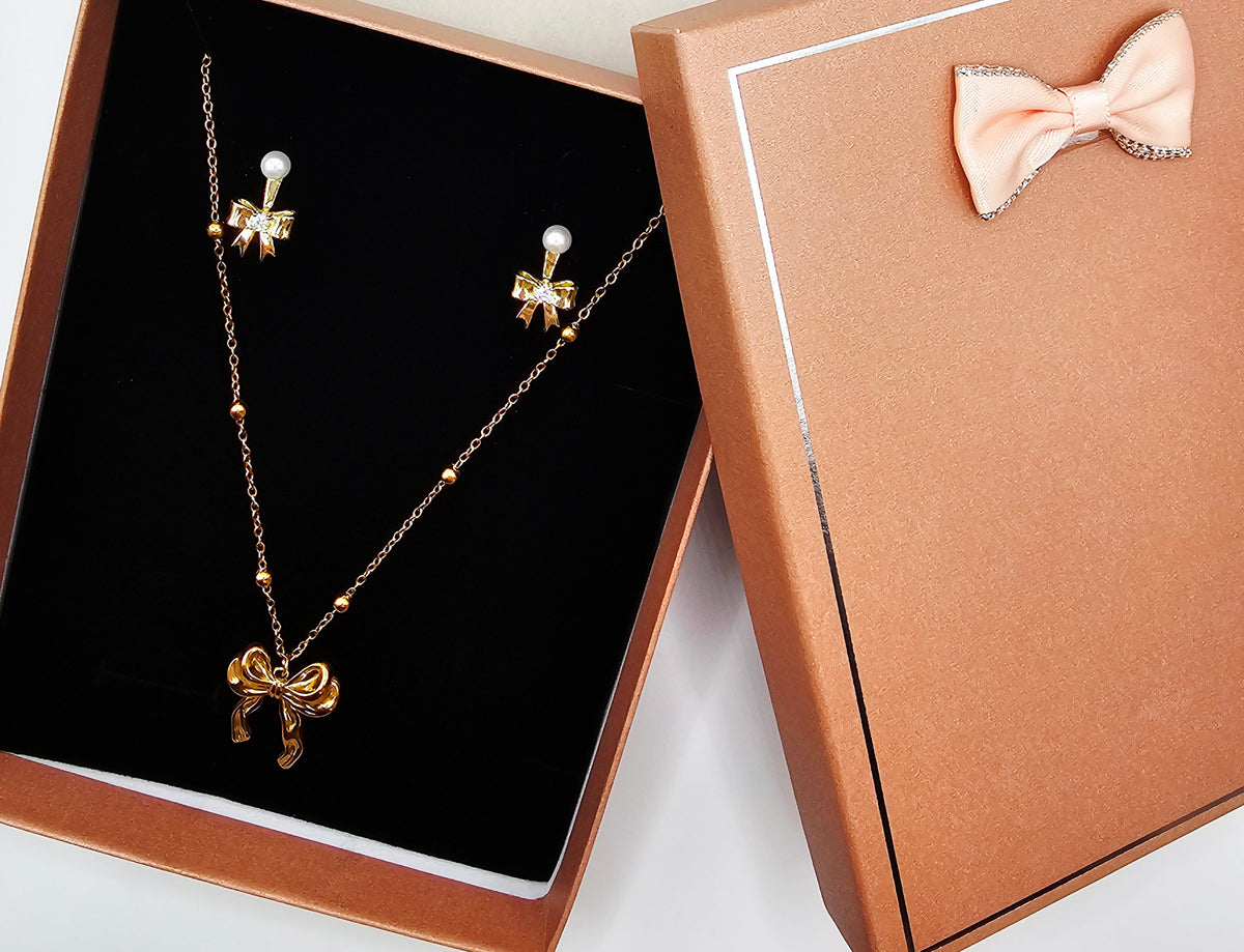 Bow Necklace and Earring Gift Set