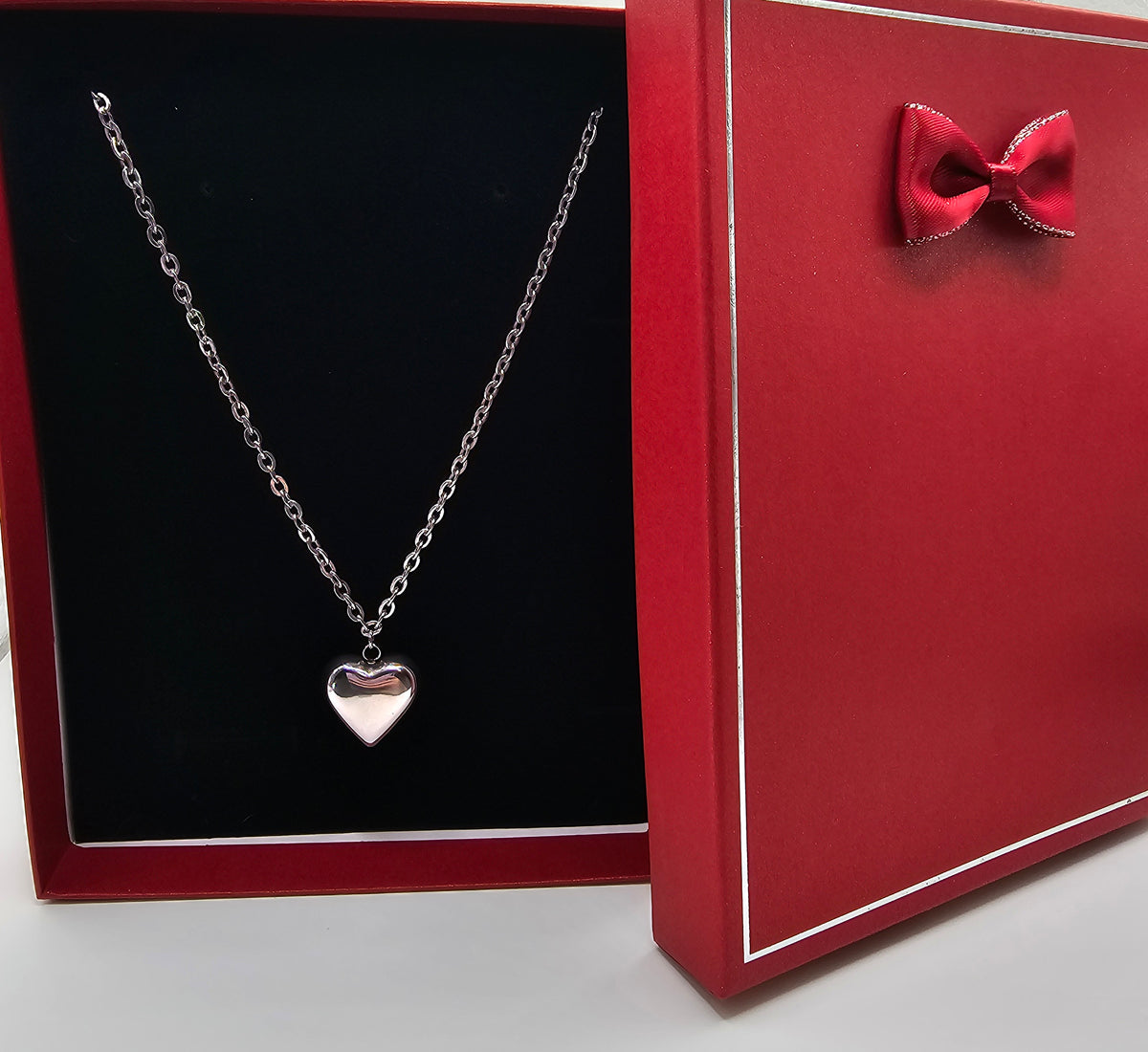 Heart Hoop Earrings and Necklace Gift Set