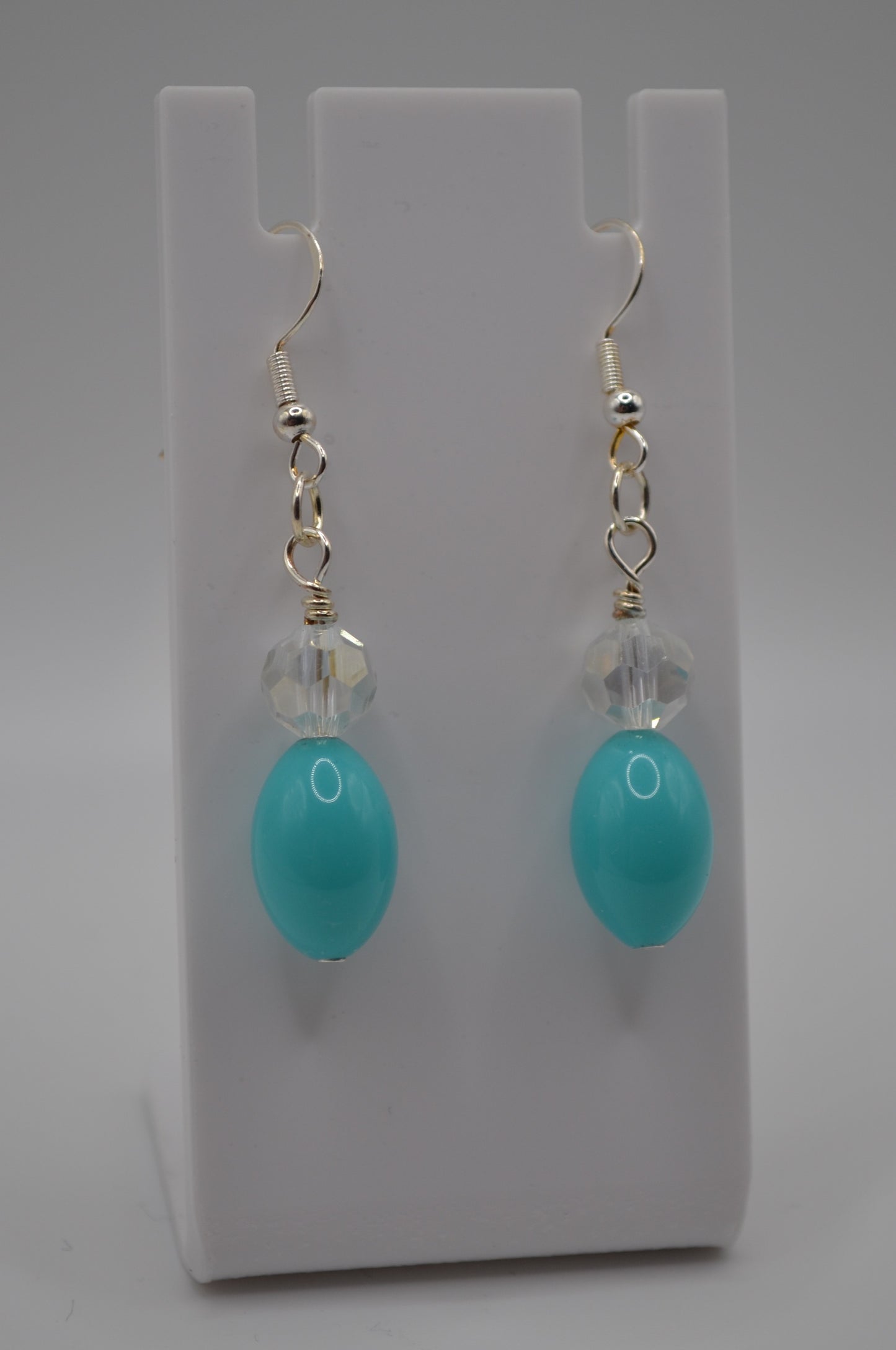 Light blue and clear glass crystal earrings
