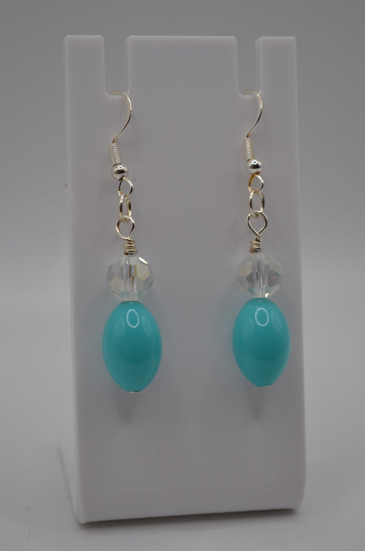 Light blue and clear glass crystal earrings