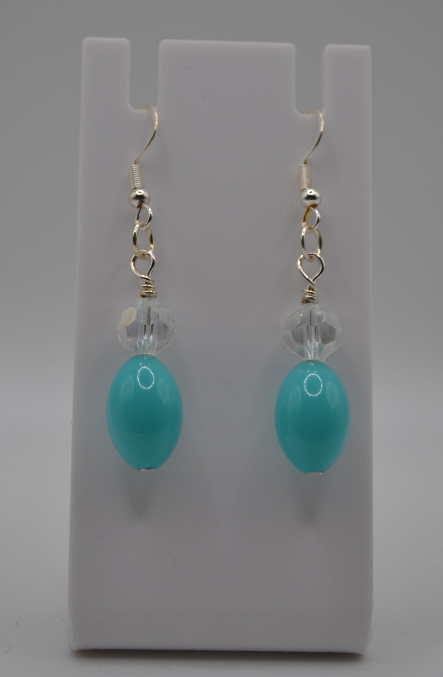 Light blue and clear glass crystal earrings