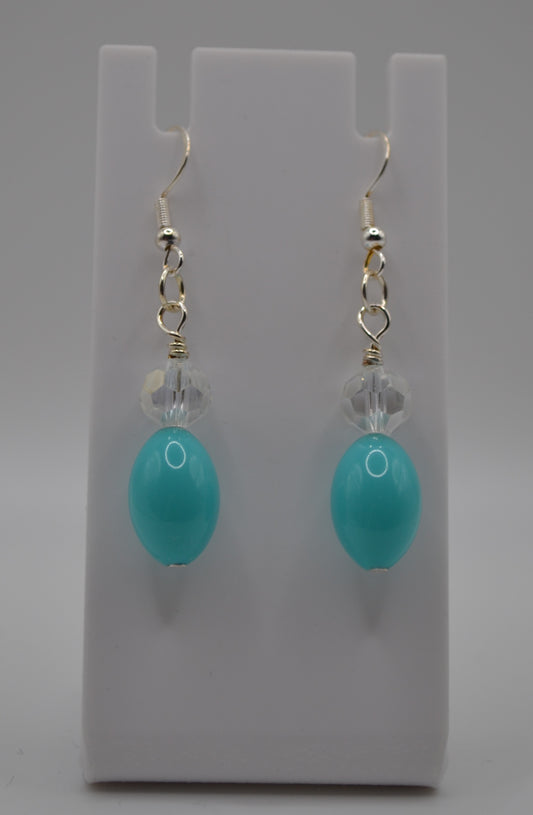 Light blue and clear glass crystal earrings
