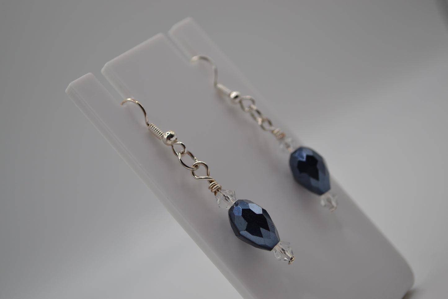Dark blue crystal drop earrings
