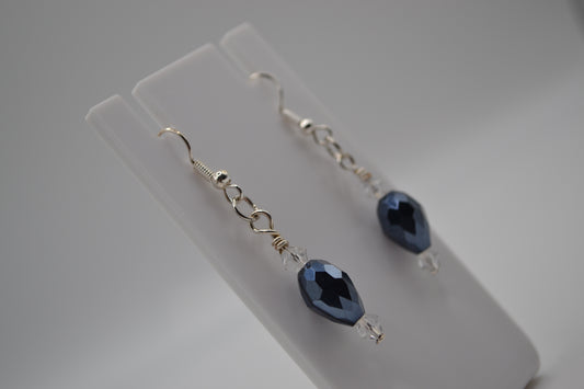 Dark blue crystal drop earrings