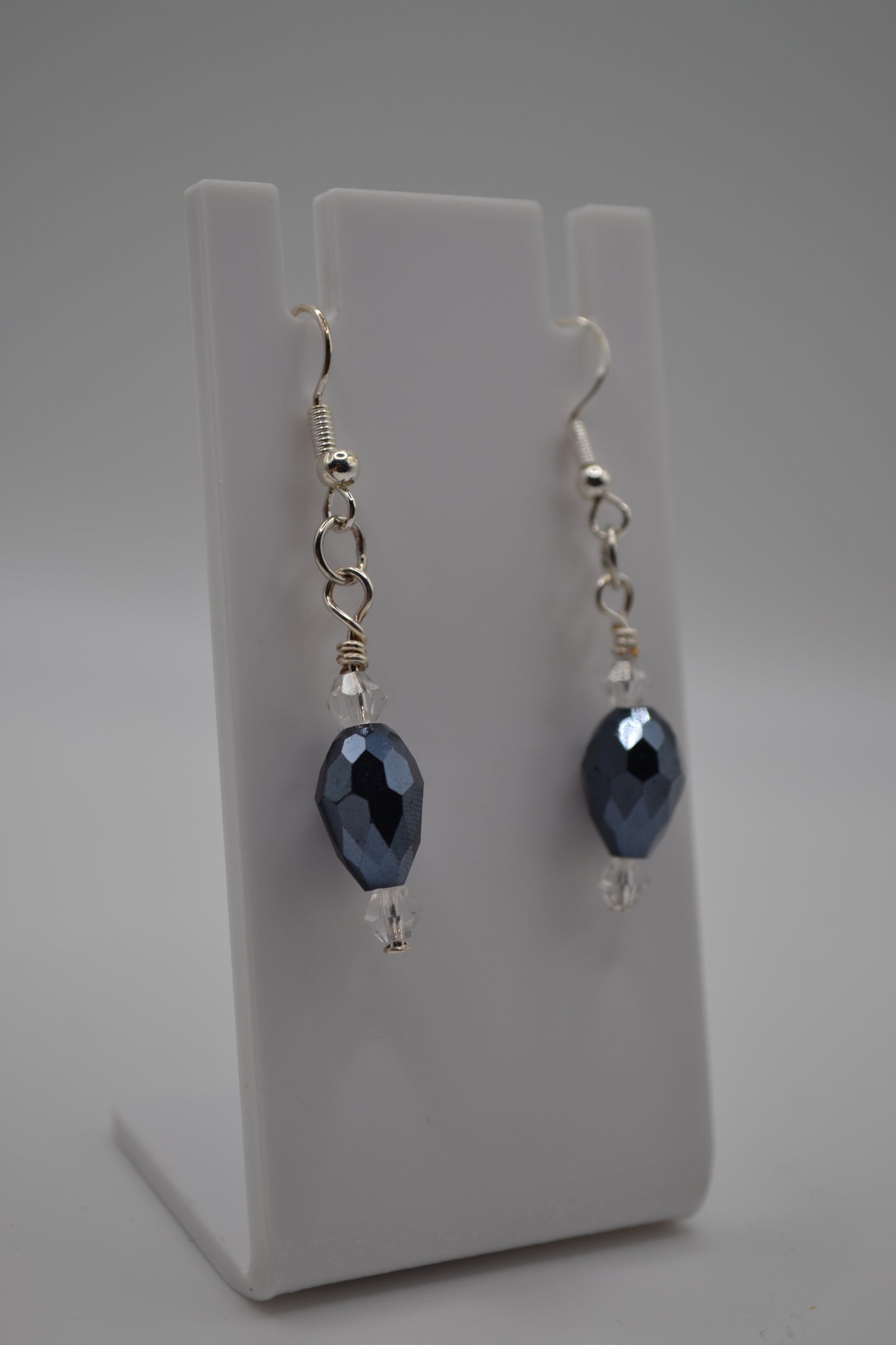 Dark blue crystal drop earrings