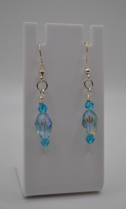 Light blue crystal drop earrings