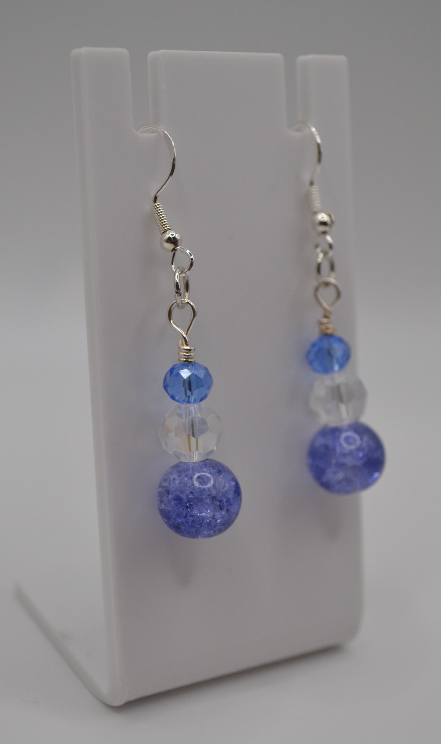 Blue crackle glass earrings
