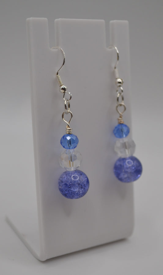 Blue crackle glass earrings