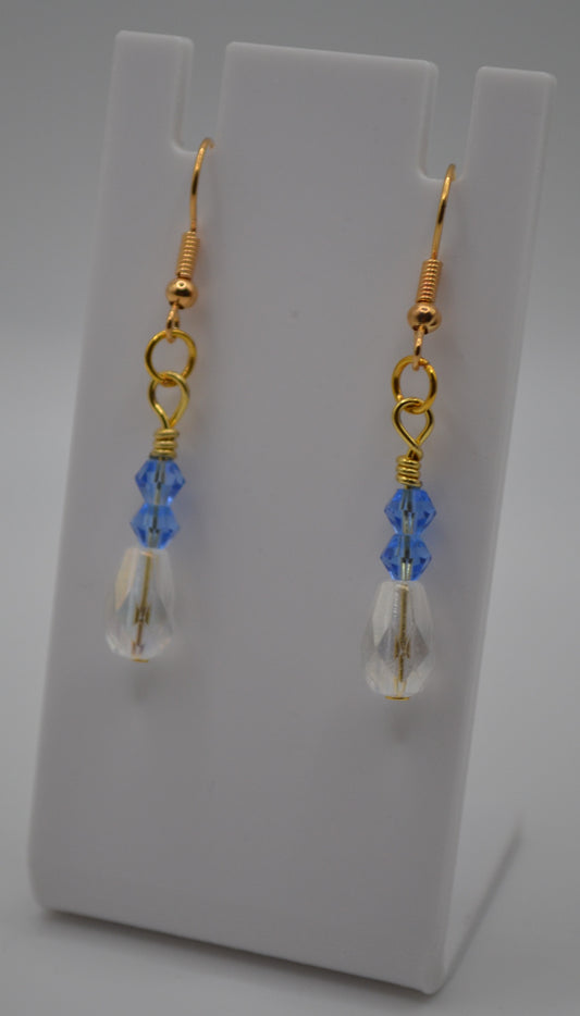 Blue and clear crystal earrings