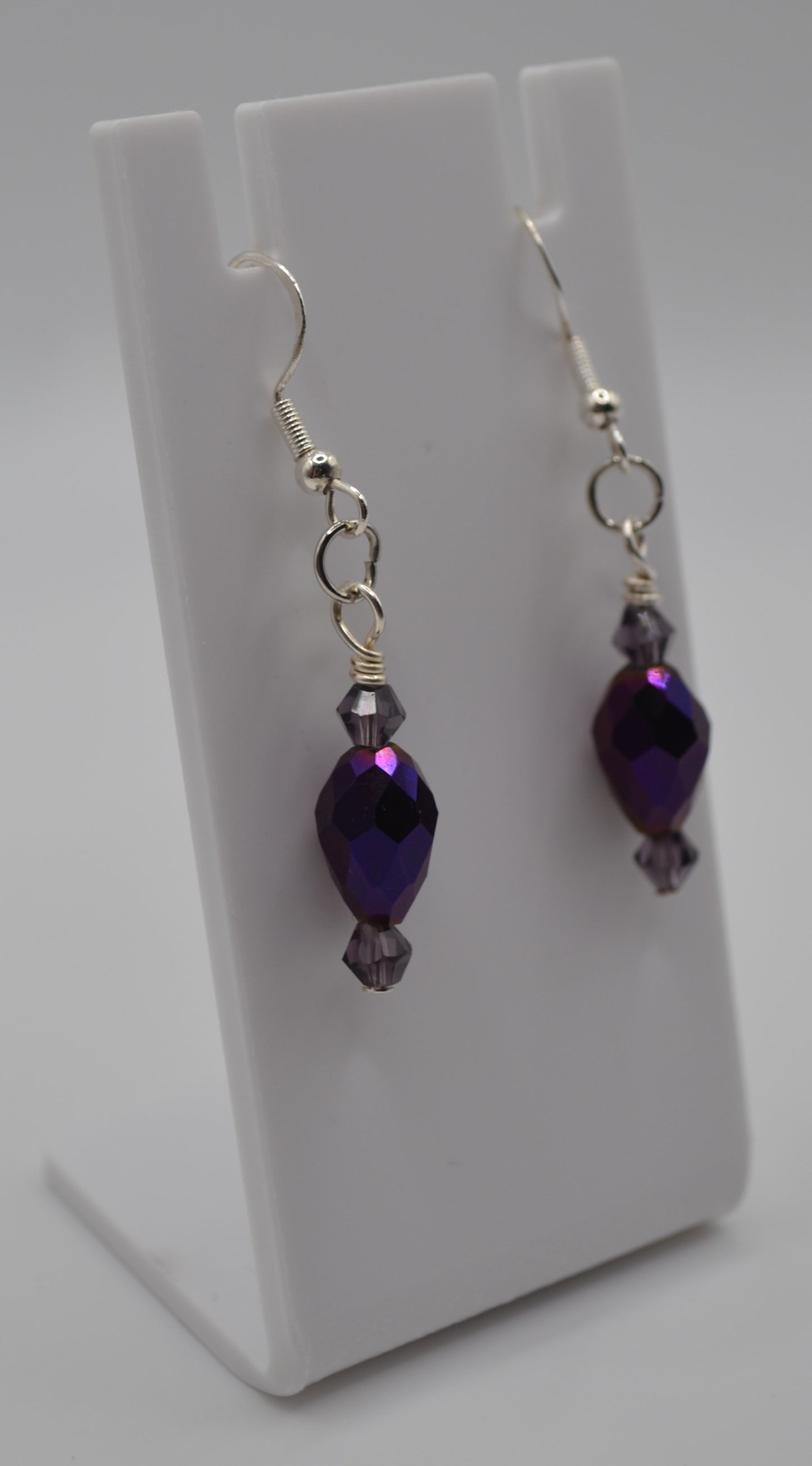 Purple crystal drop earrings