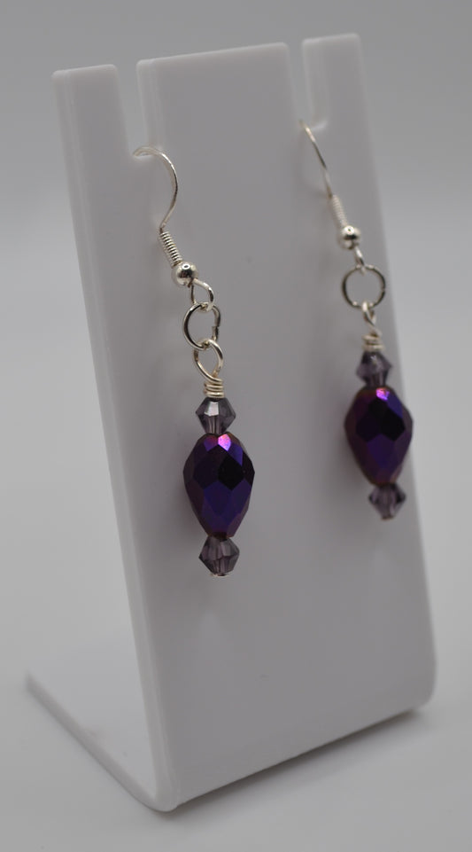 Purple crystal drop earrings
