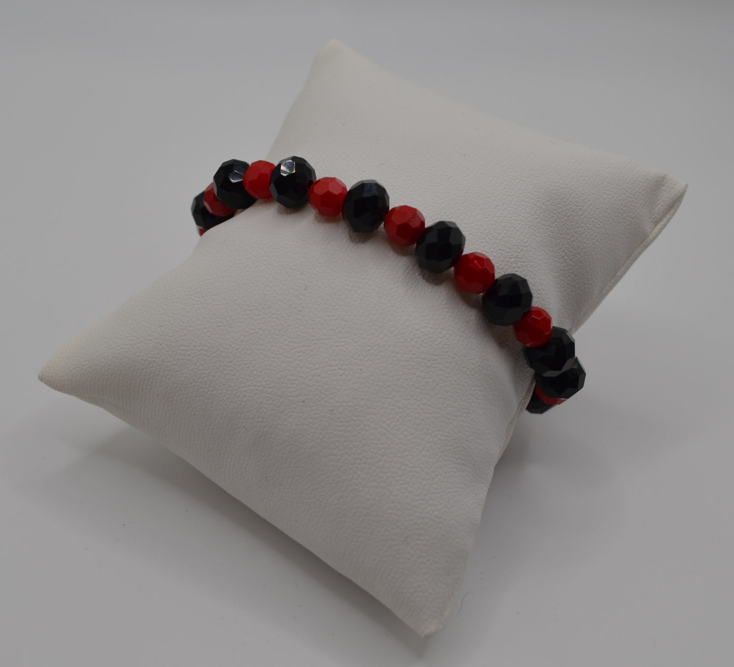 Red and black beaded bracelet
