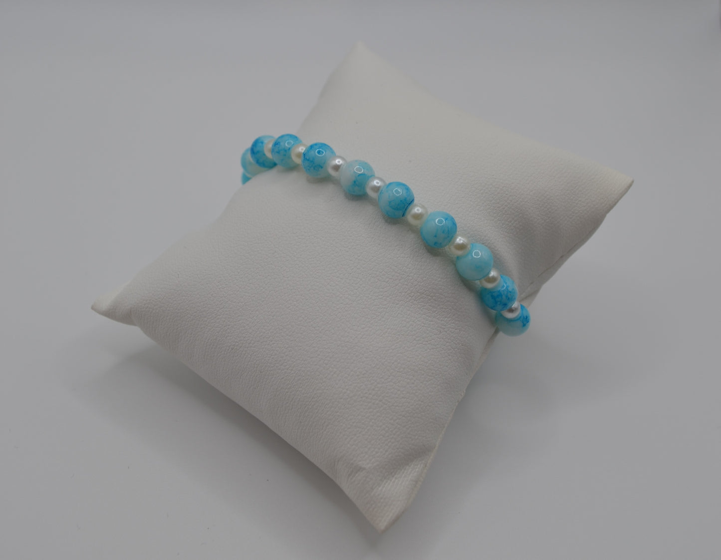 Blue marble and white bracelet