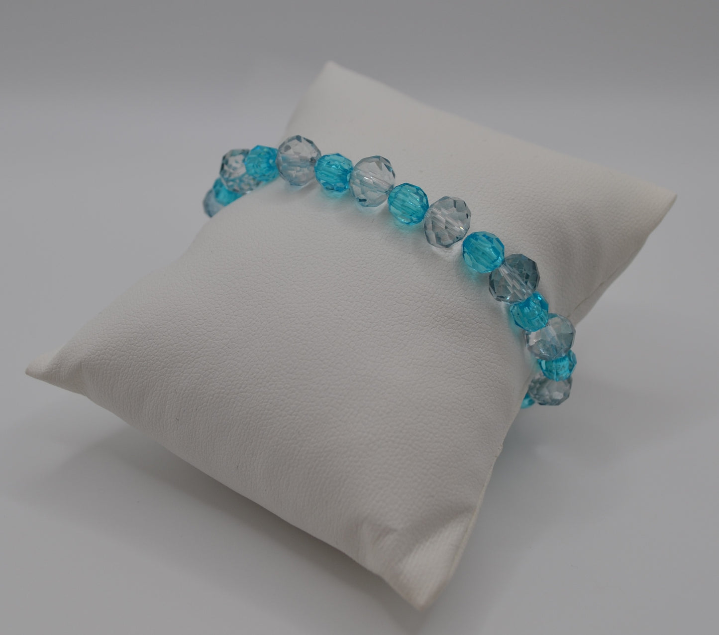 Cyan and light blue glass bracelet