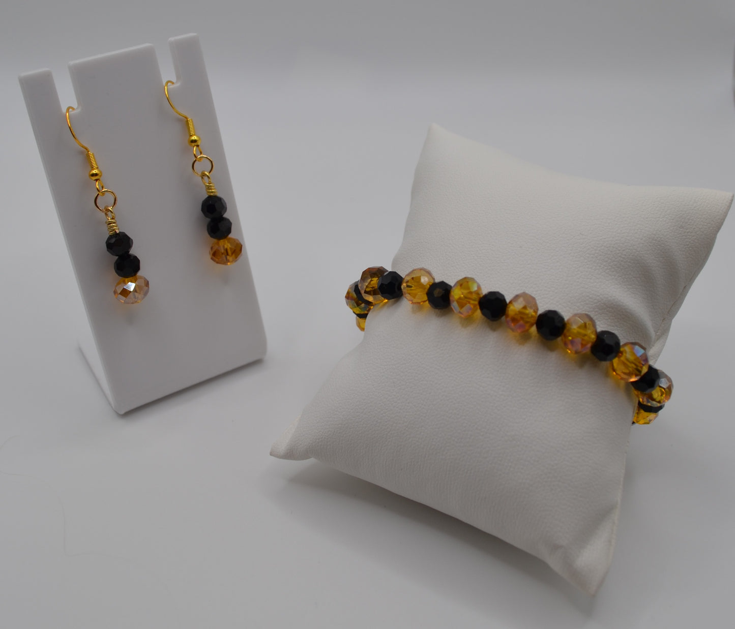 Orange and black glass bracelet