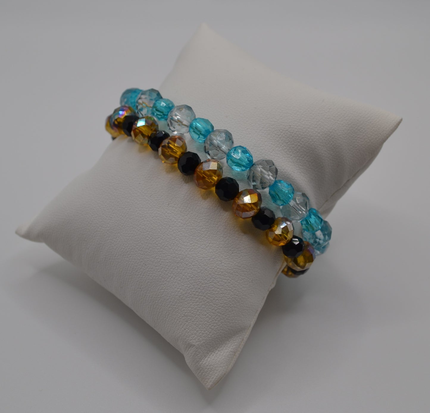 Cyan and light blue glass bracelet