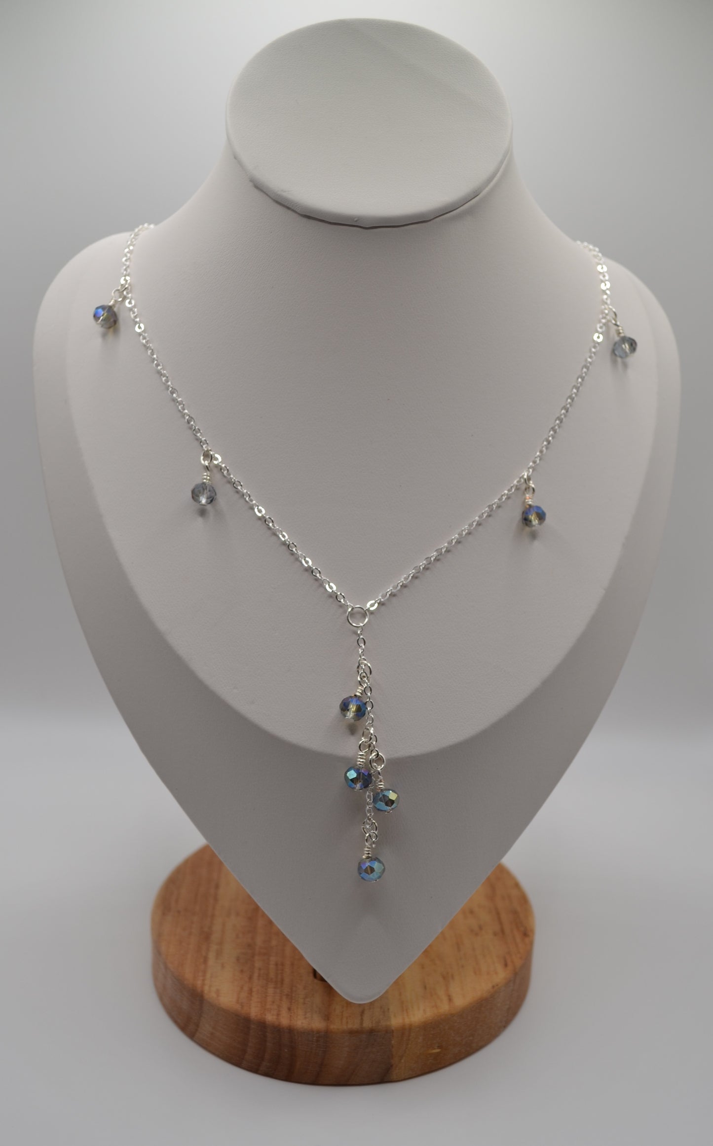 Crystal droplet beaded chain necklace