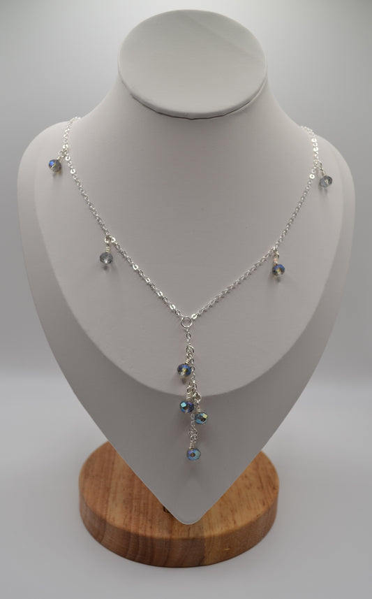 Crystal droplet beaded chain necklace