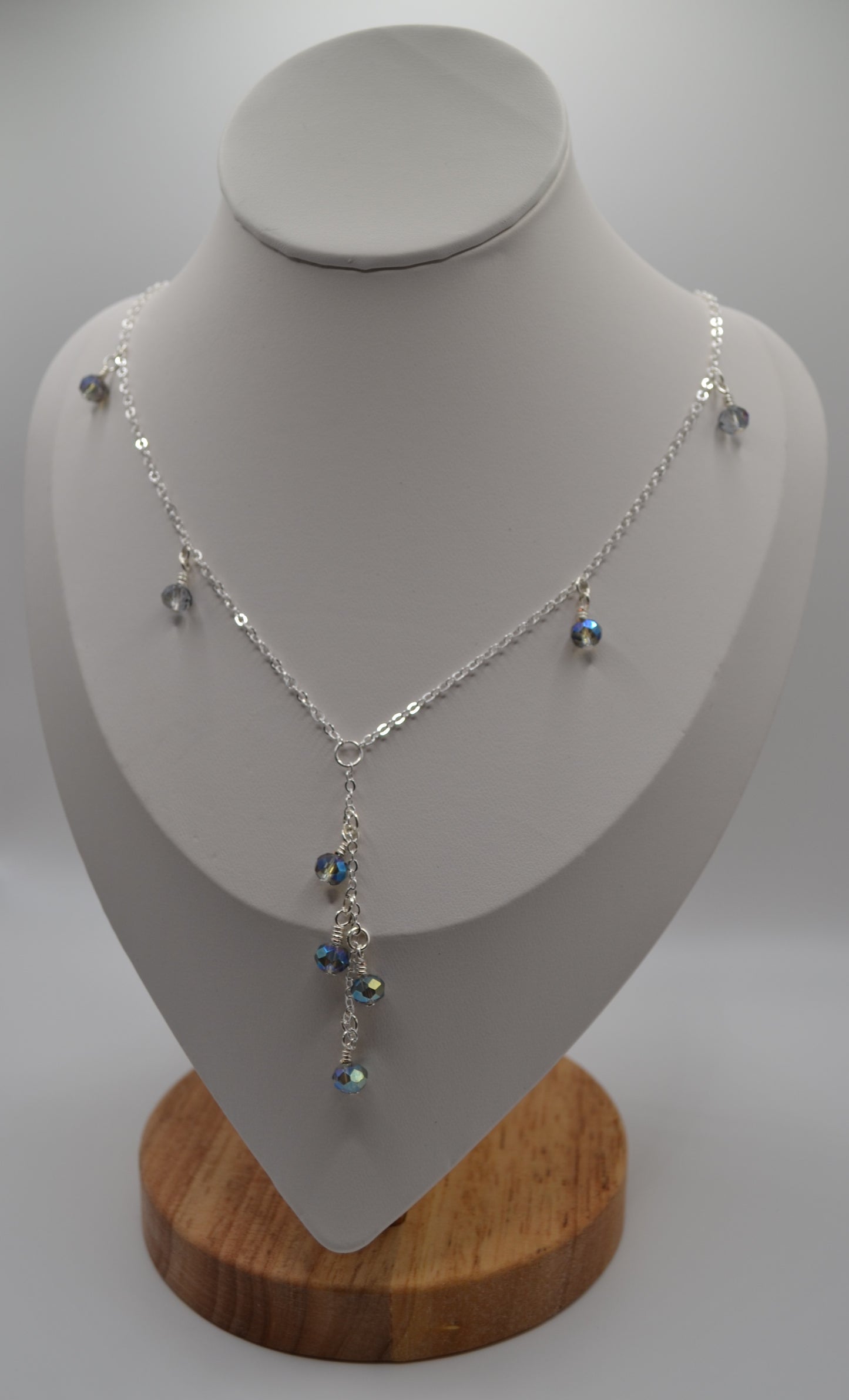 Crystal droplet beaded chain necklace