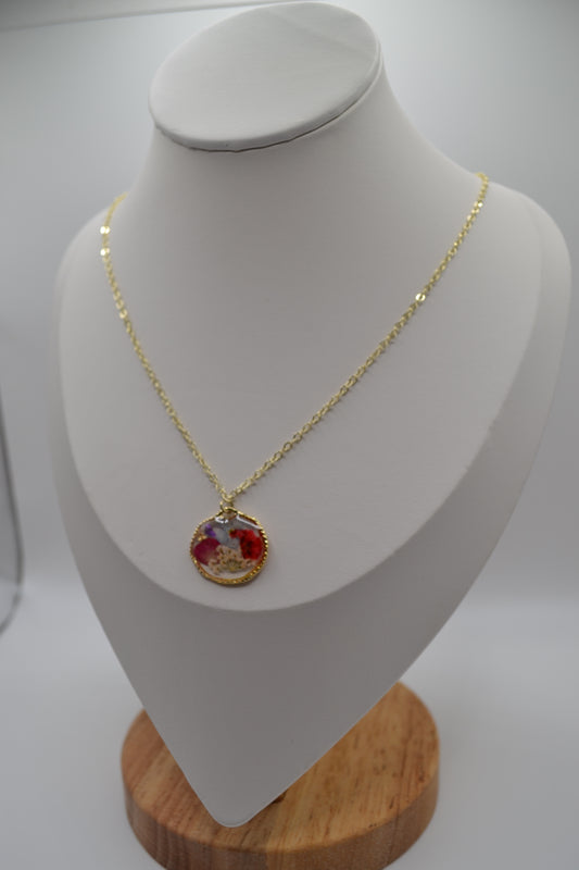 Flower glass pendant necklace