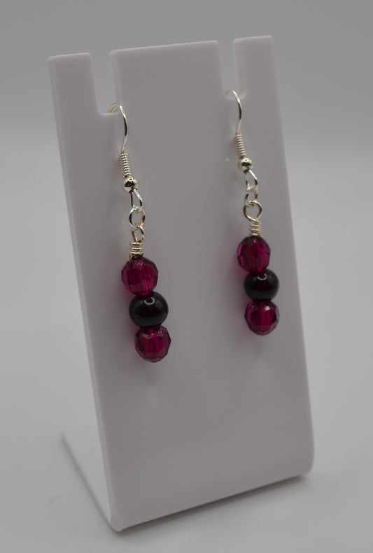Deep purple and black earrings