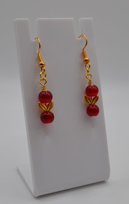 Red and gold leaf earrings