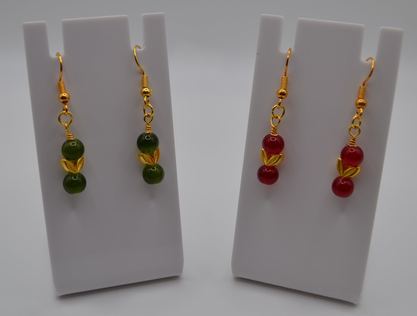 Red and gold leaf earrings