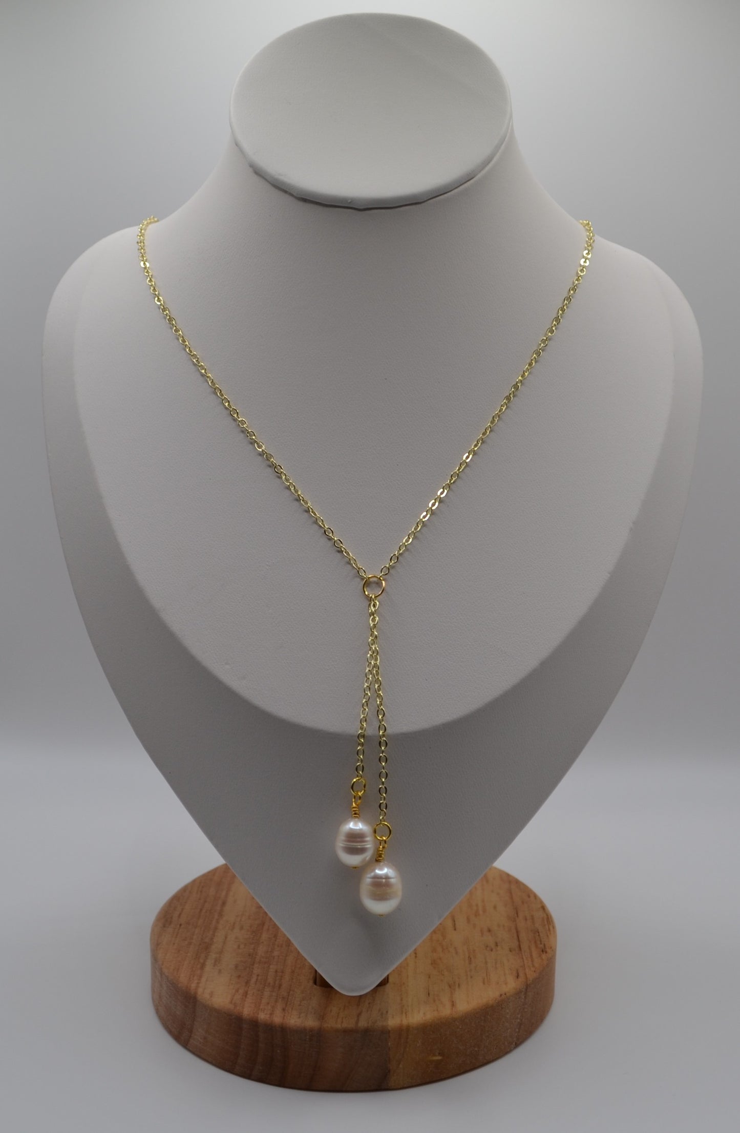 Gold fresh water pearl drop necklace