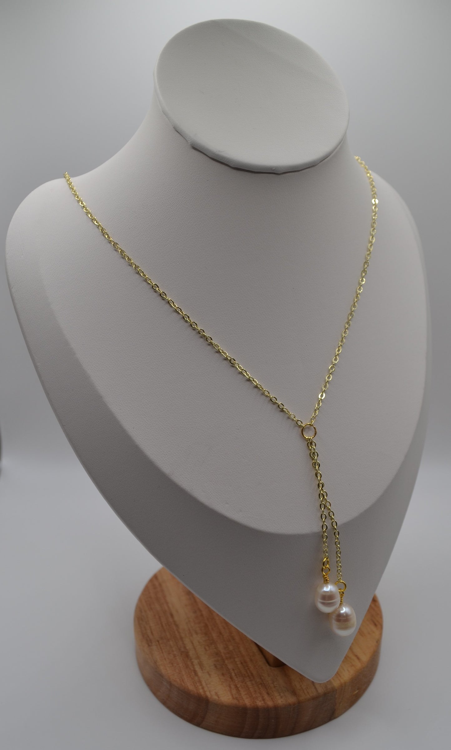 Gold fresh water pearl drop necklace