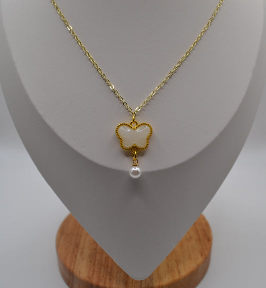 White butterfly pendant necklace