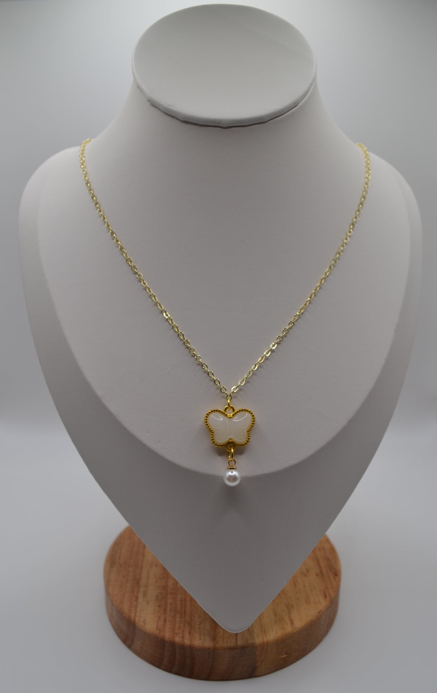 White butterfly pendant necklace