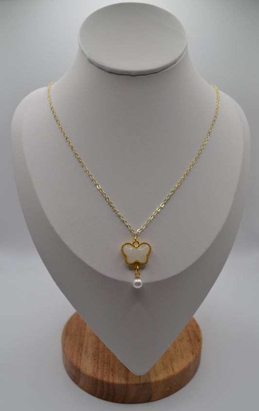 White butterfly pendant necklace
