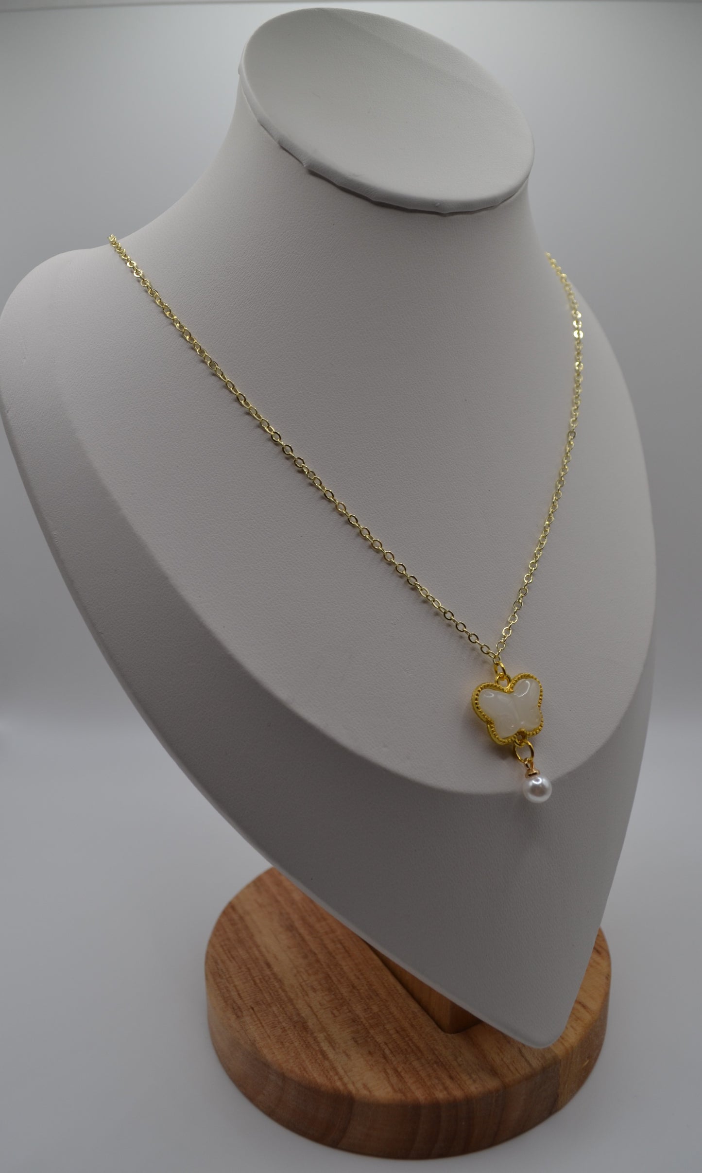 White butterfly pendant necklace