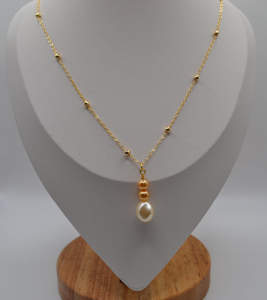 Ivory and bronze pearl gold plated necklace