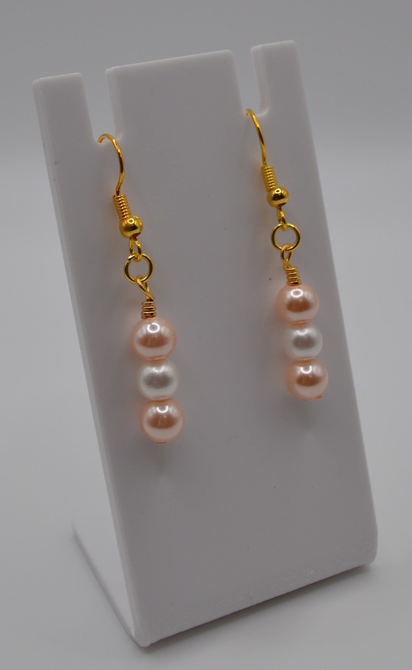 Pink and white pearl earrings