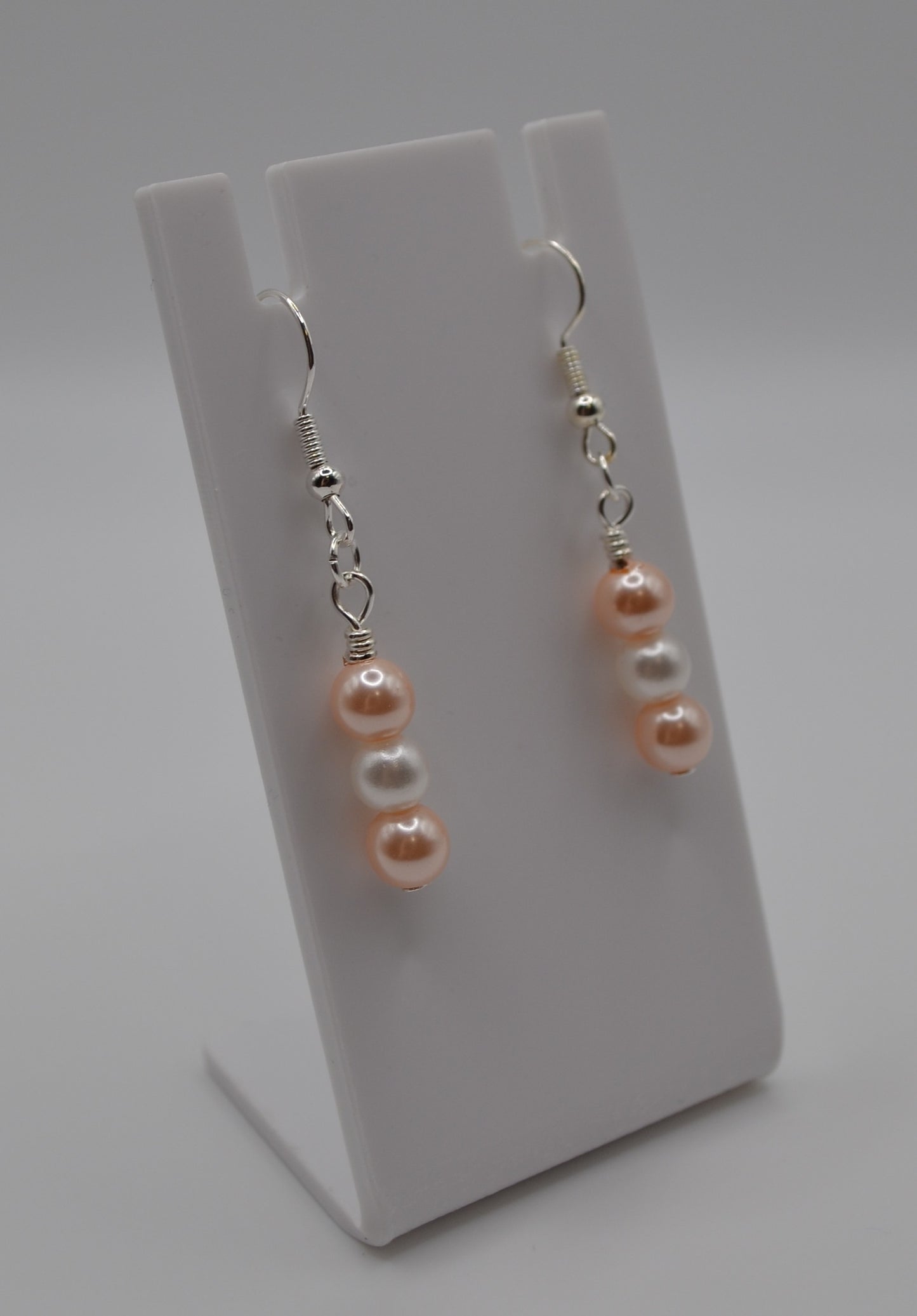 Pink and white pearl earrings