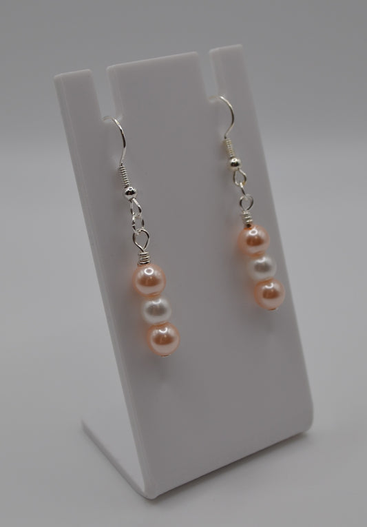 Pink and white pearl earrings