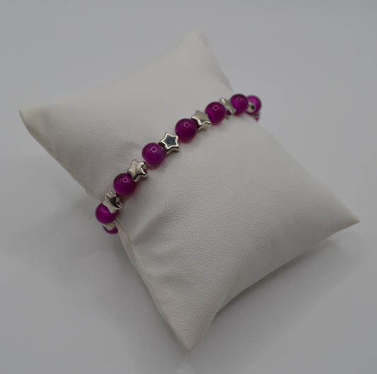 Purple silver star bracelet