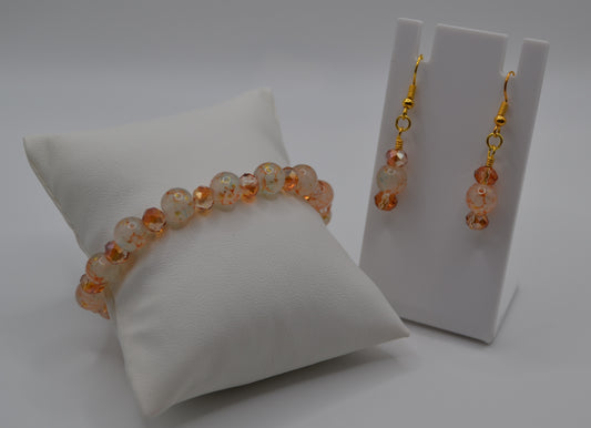 Orange and gold glass earrings