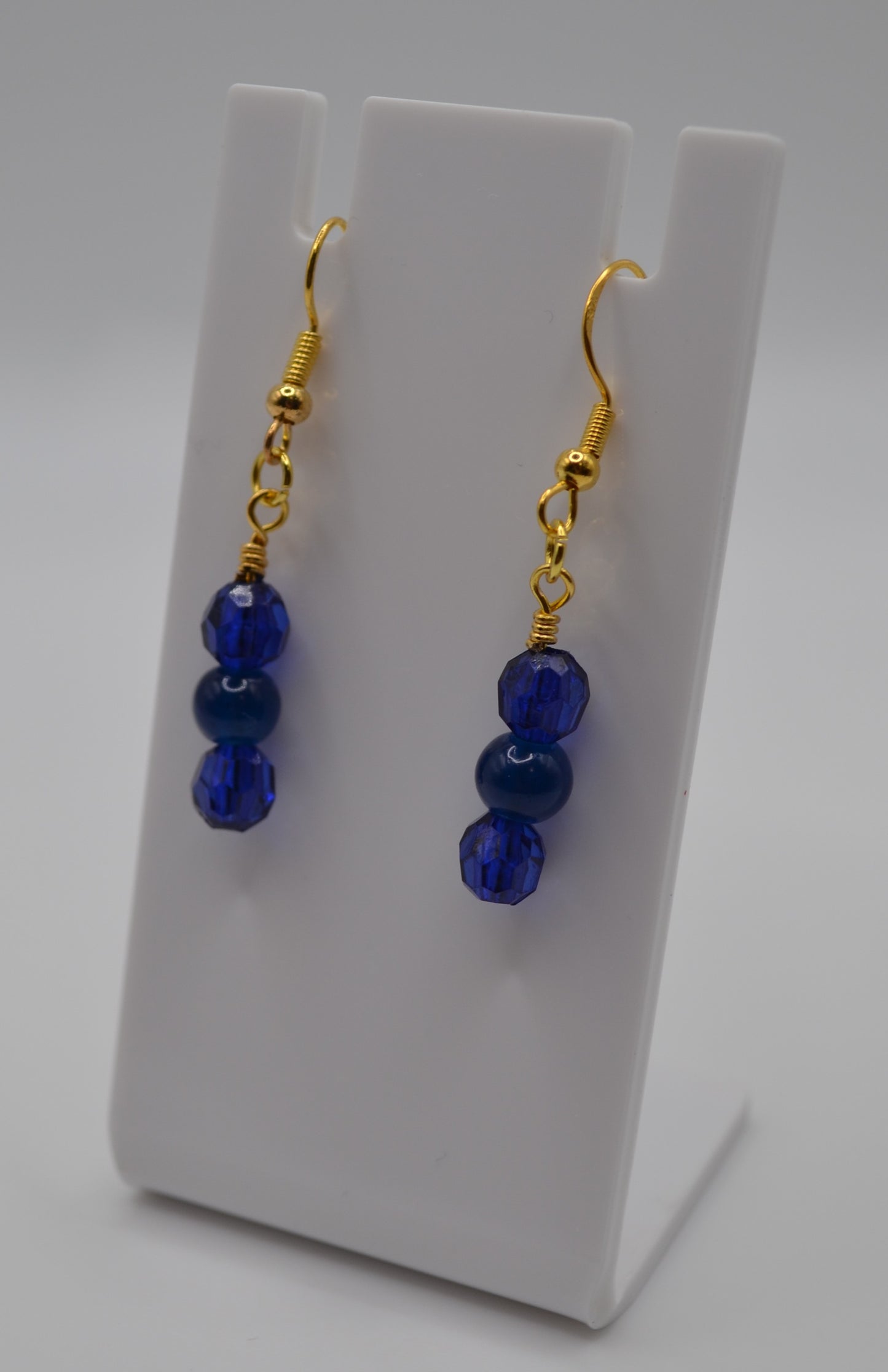 Dark blue beaded earrings