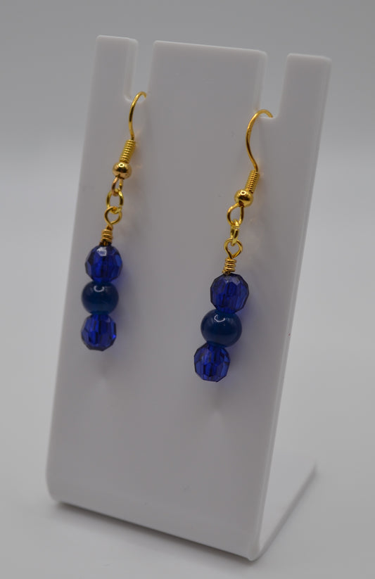 Dark blue beaded earrings