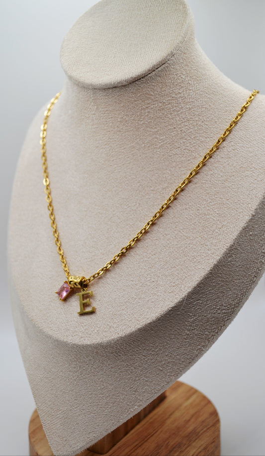 Birthstone and letter charm necklaces