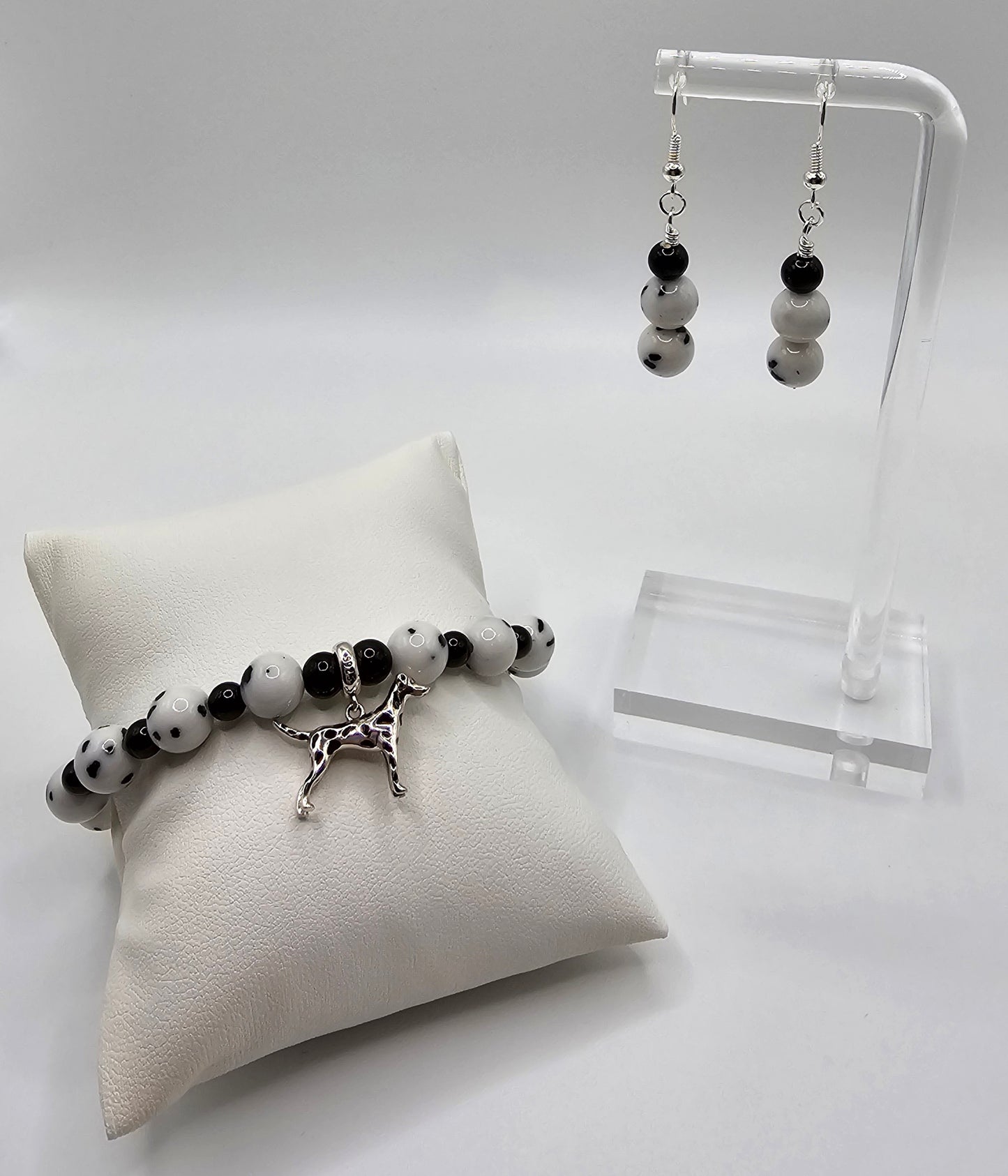 Dalmatian bracelet and earring set