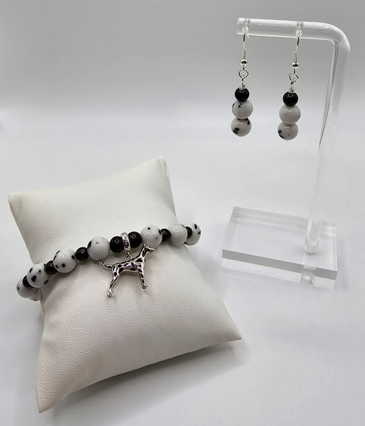Dalmatian bracelet and earring set