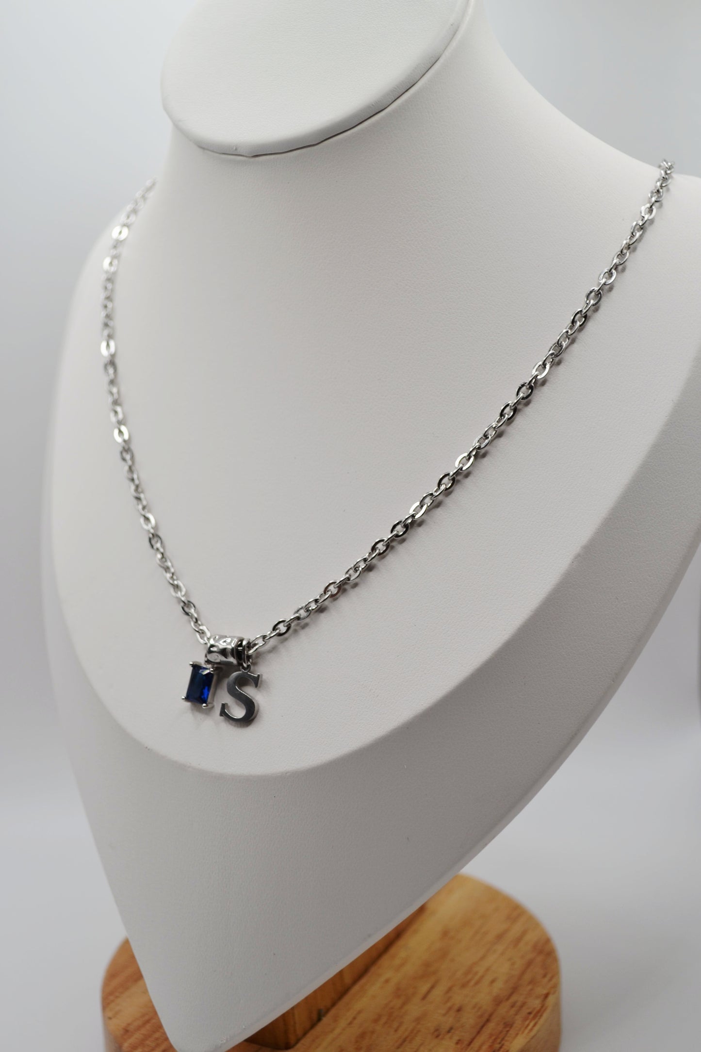 Birthstone and letter charm necklaces