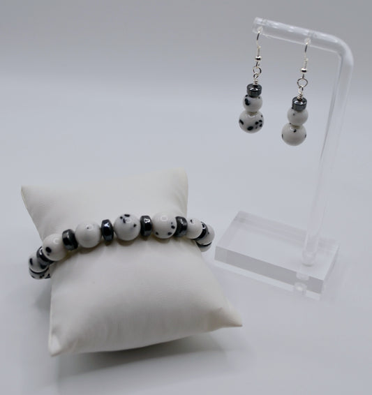 Dalmatian rondelle jewellery set