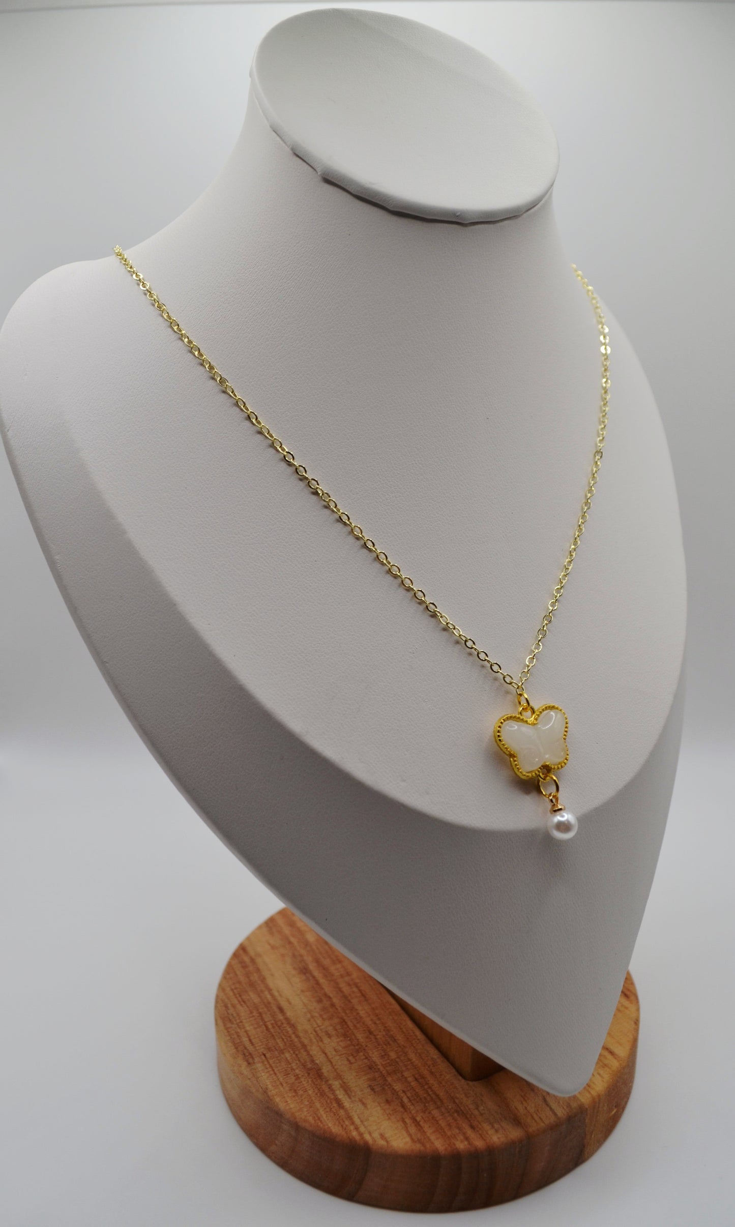 White butterfly pendant necklace