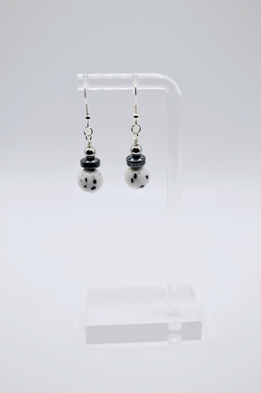 Dalmatian rondelle earrings edition two