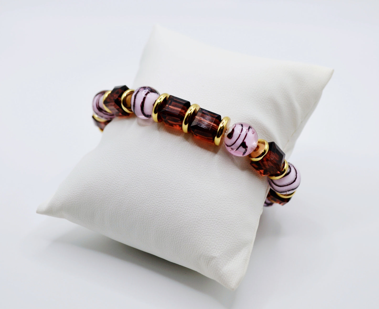 Striped glass beaded bracelets